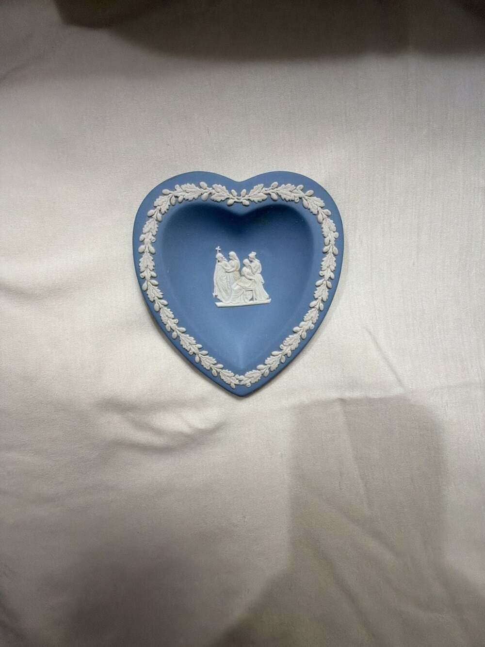Wedgwood Blue Jasperware Heart Shaped Trinket Dish
